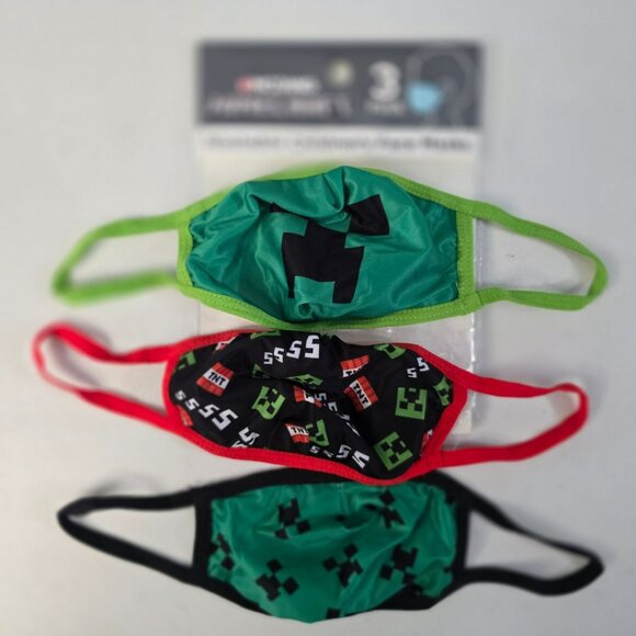 Minecraft Kids Face Masks 3 Pack Reusable Washable Polyester Cotton Children NEW - Picture 10 of 11